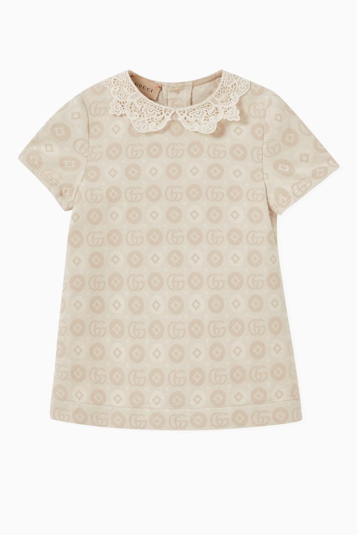 

Geometric Logo Dress in Cotton, Neutral