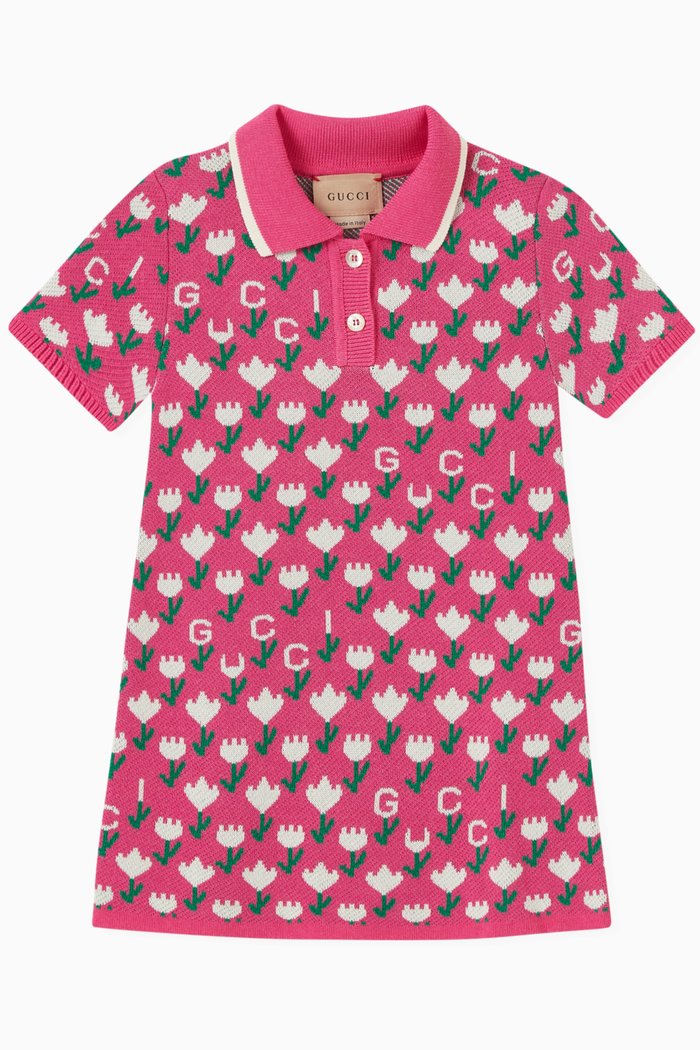 

Logo Polo Dress in Viscose & Cotton, Pink