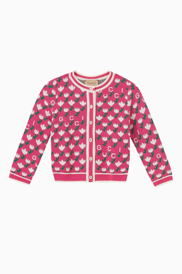 

Logo Cardigan in Viscose & Cotton, Pink