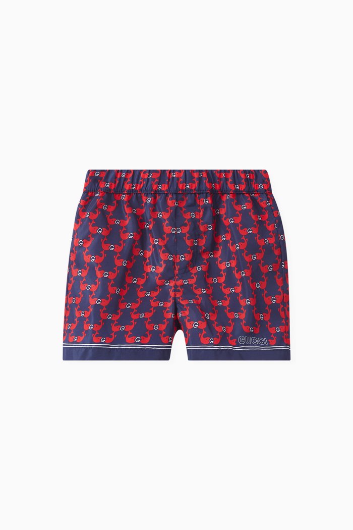 

G Whales Print Shorts in Nylon, Blue
