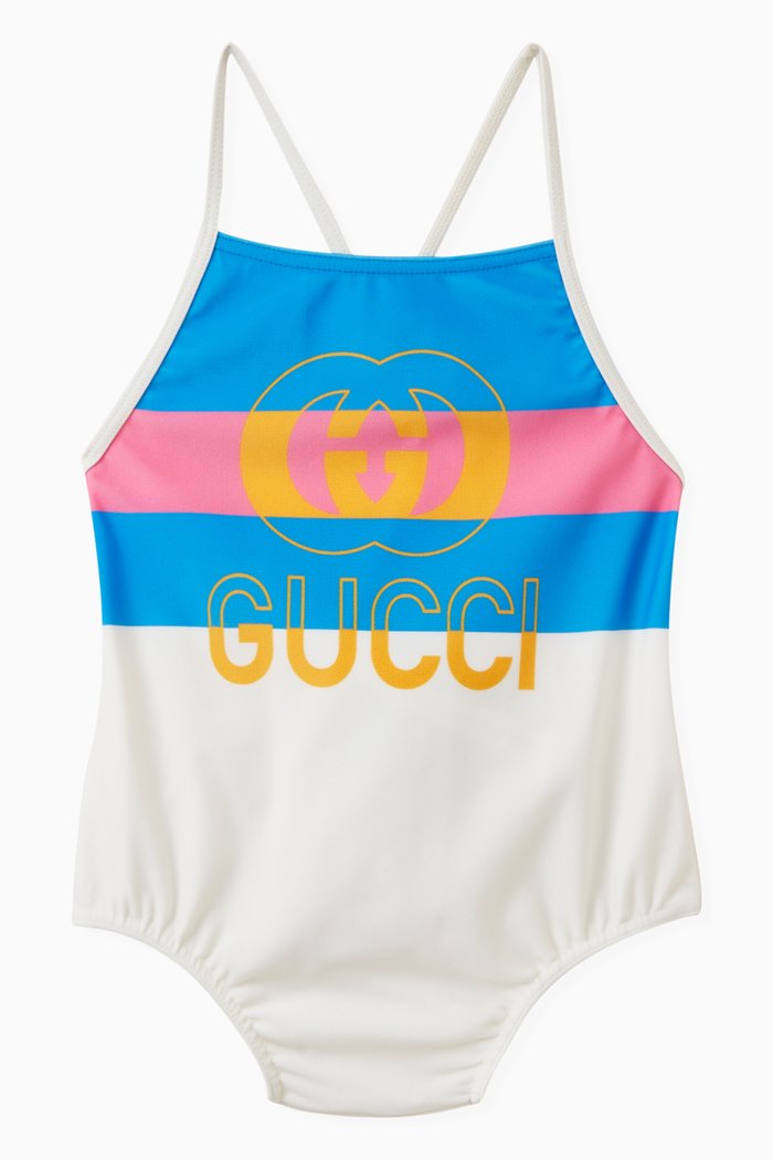 

Logo Print One-piece Swimsuit in Lycra, Neutral