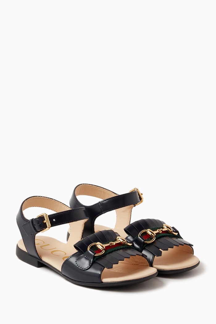 

Horsebit Sandals in Leather, Blue