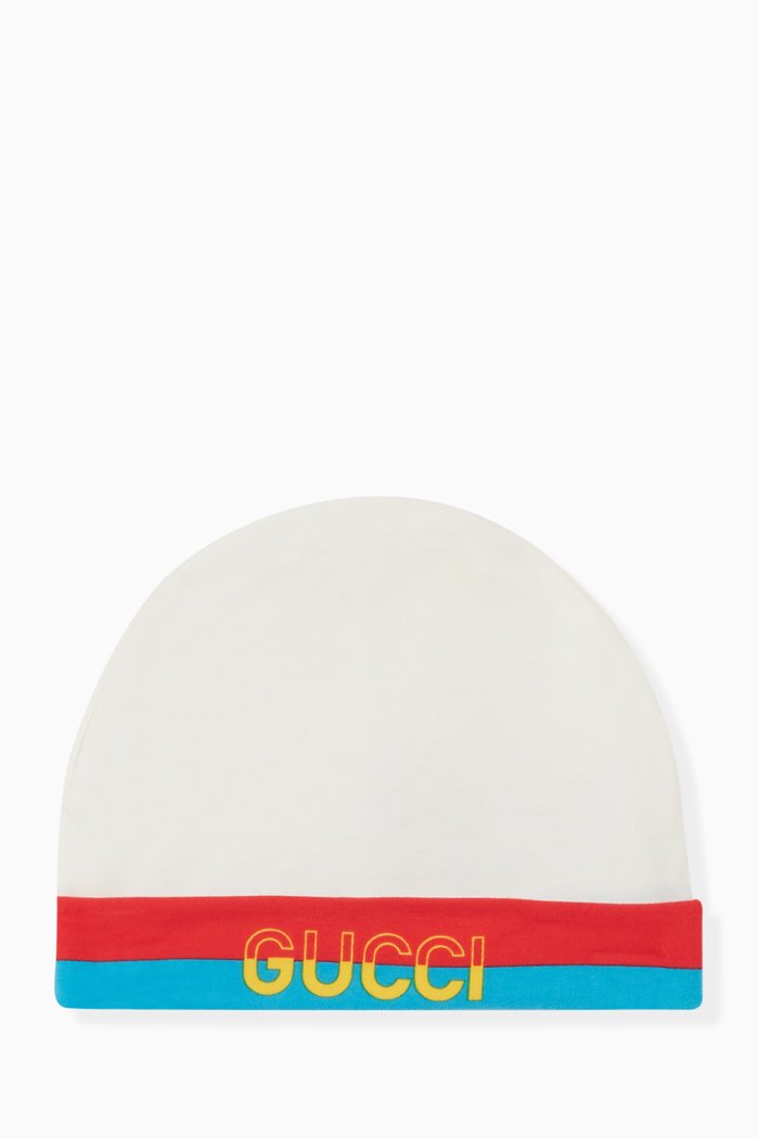 Logo Beanie in Cotton, White