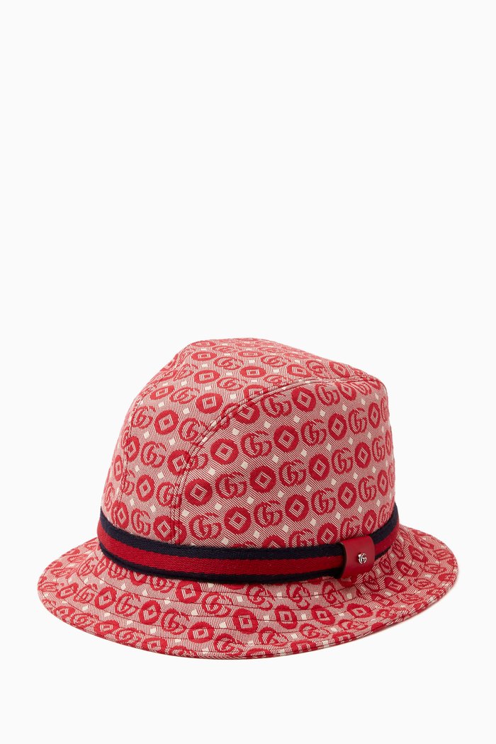 

Monogram Fedora Hat in Cotton-blend, Red