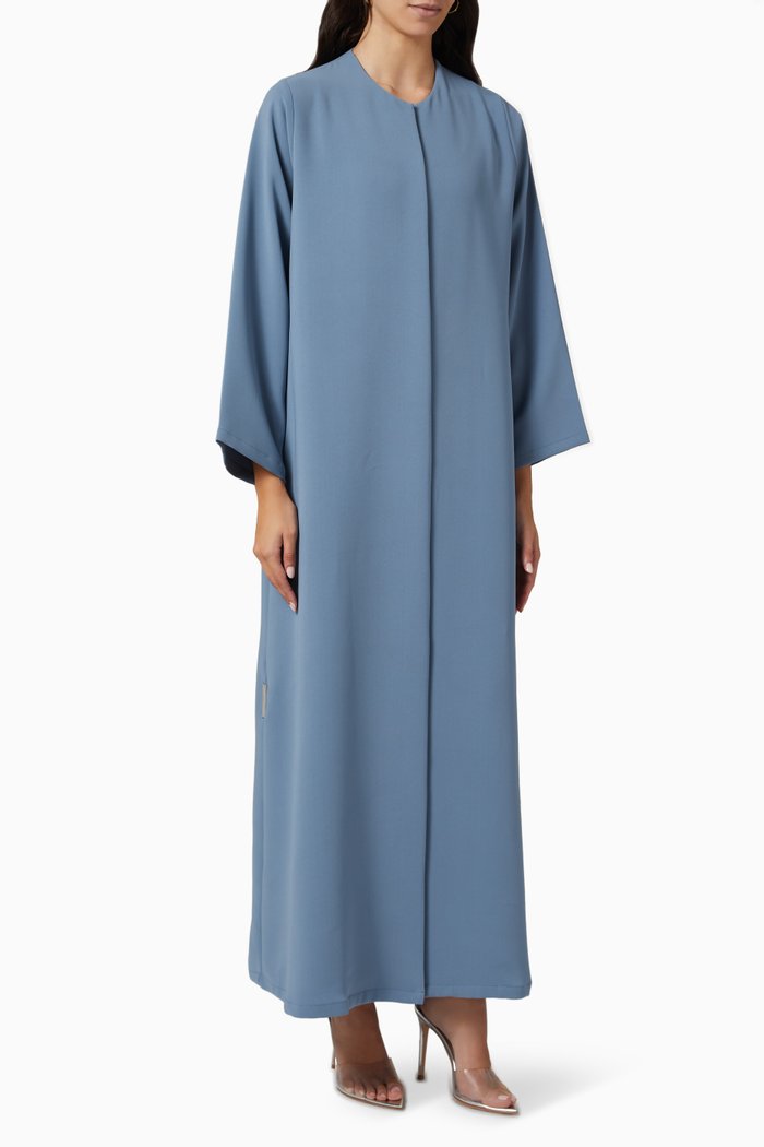 

Round Neck Abaya in Crepe, Grey