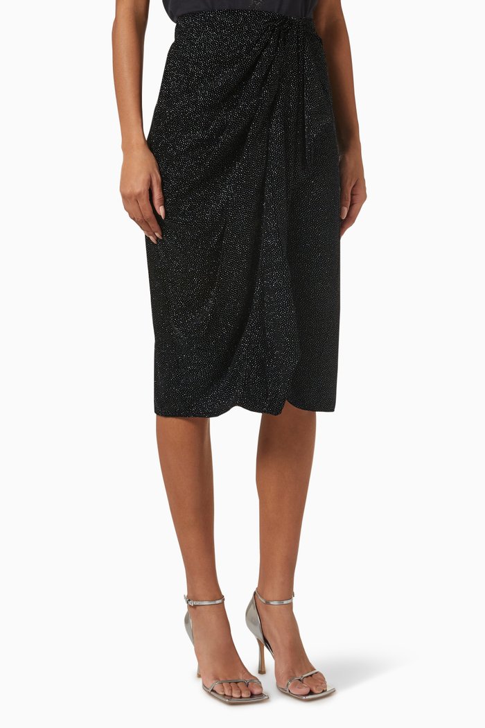 

Alyssa Midi Skirt in Velvet, Black