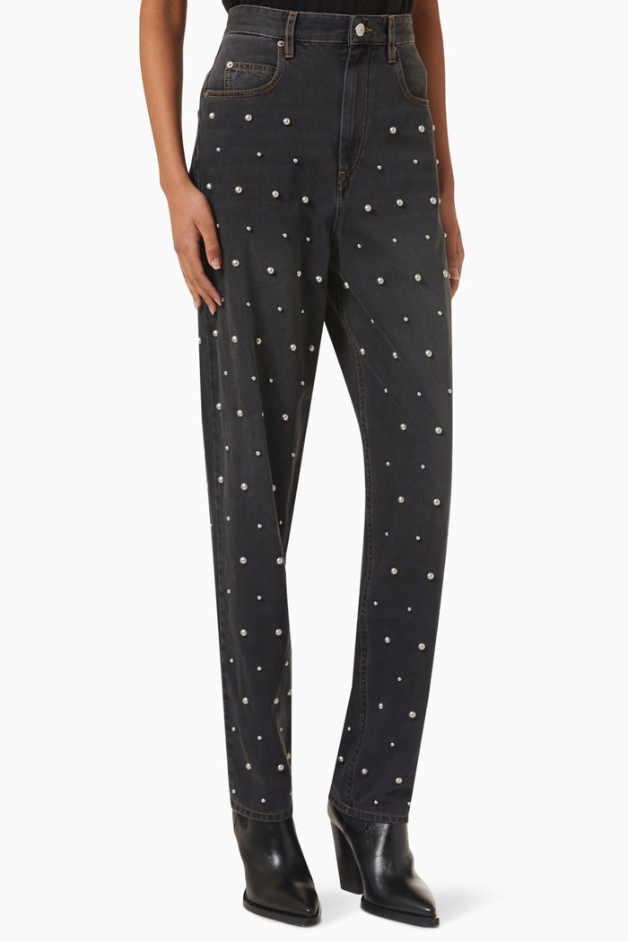 

Corsy Embellished High-rise Jeans, Black