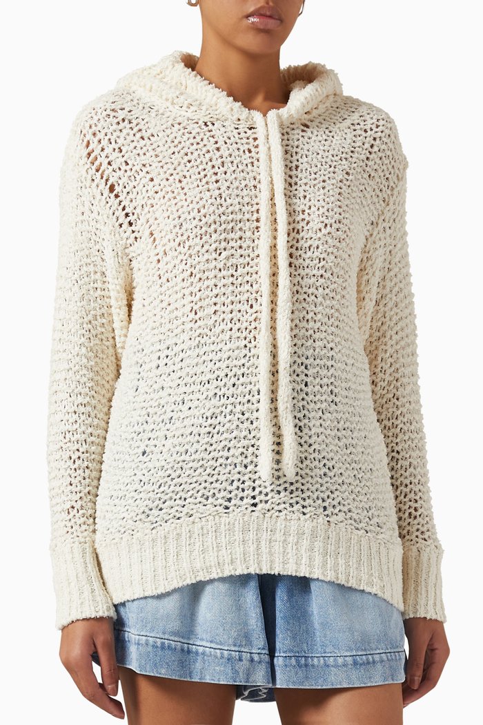 

Idony Crochet Hoodie in Cotton, White