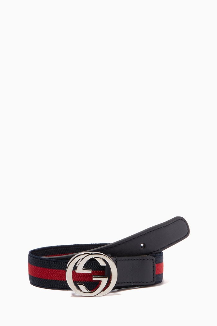 

Striped 'GG' Logo Web Belt, Blue