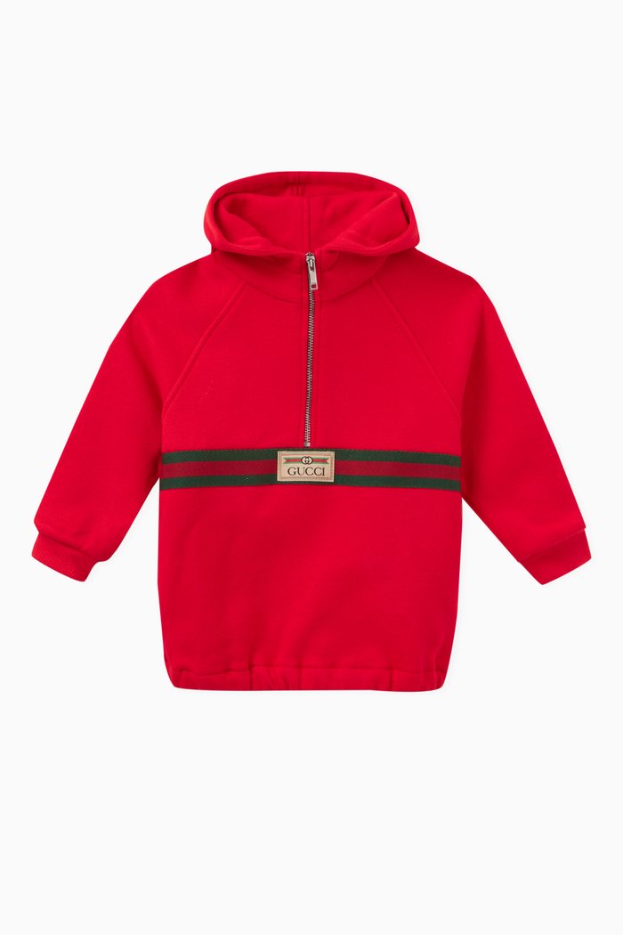 

Logo Print Hoodie in Cotton, Red