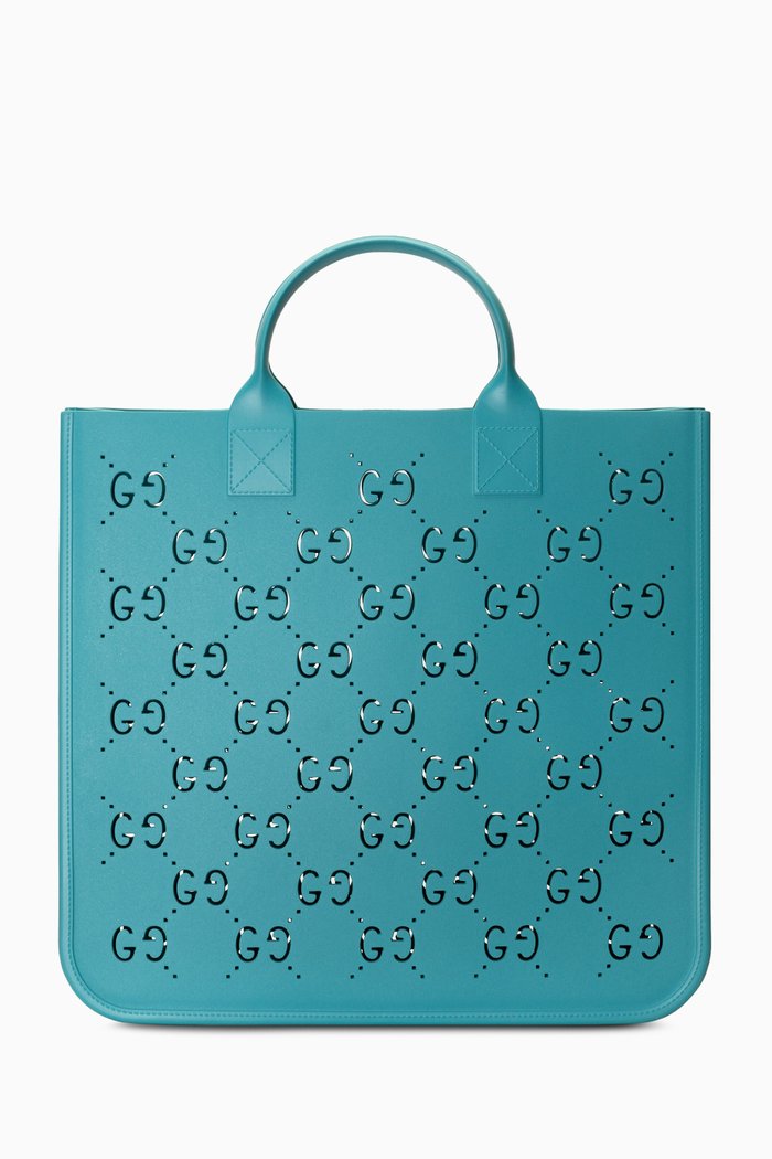 

GG Motif Tote in Rubber, Blue