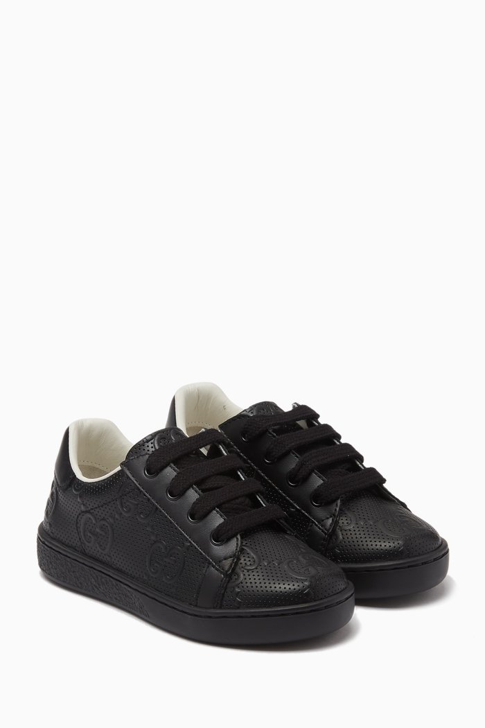 

GG Ace Sneakers in Leather, Black