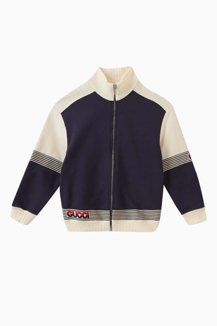 

Bicolour Logo Jacket in Cotton, Blue