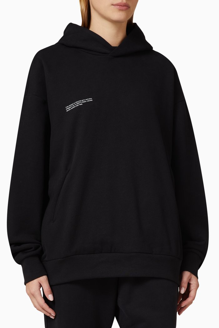 

365 Logo Printed Hoodie in Organic Cotton, Black