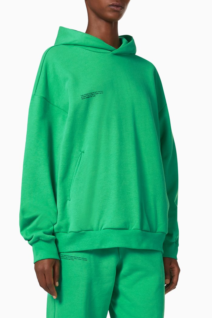 

365 Logo Print Hoodie in Organic Cotton, Green