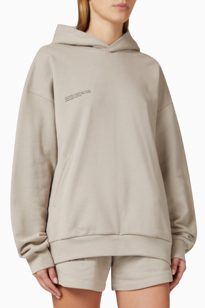 365 Logo Print Hoodie in Organic Cotton, Grey
