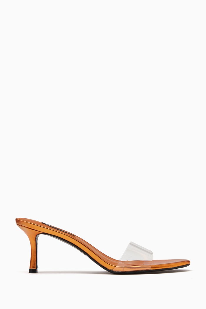 Gianna 75 Mules in PVC & Metallic-leather, Orange