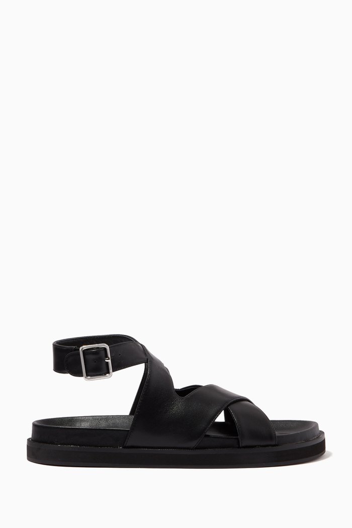 

Noah Ankle-strap Sandals in Leather, Black