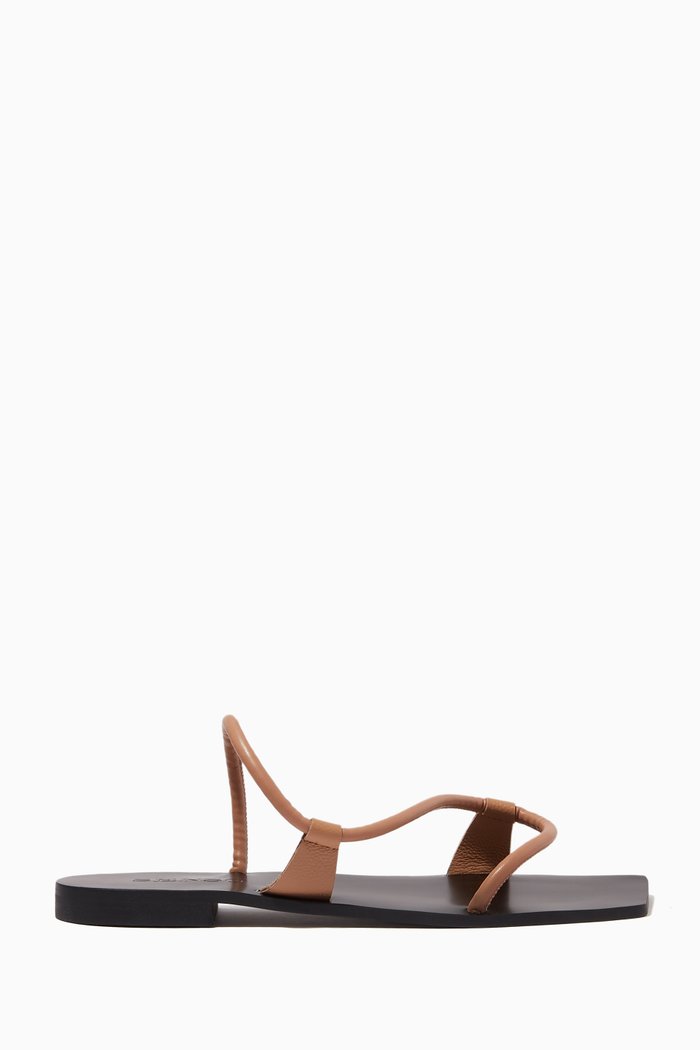 

Gaia I Square-toe Sandals in Leather, Brown