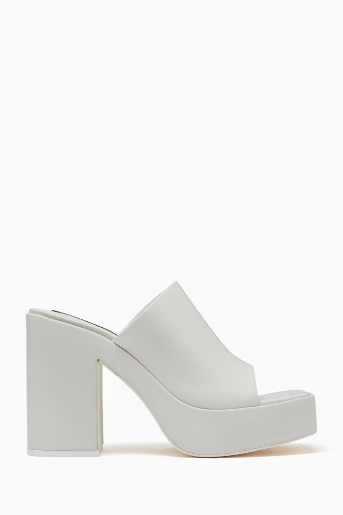 

Yael 110 Platform Mules in Leather, White