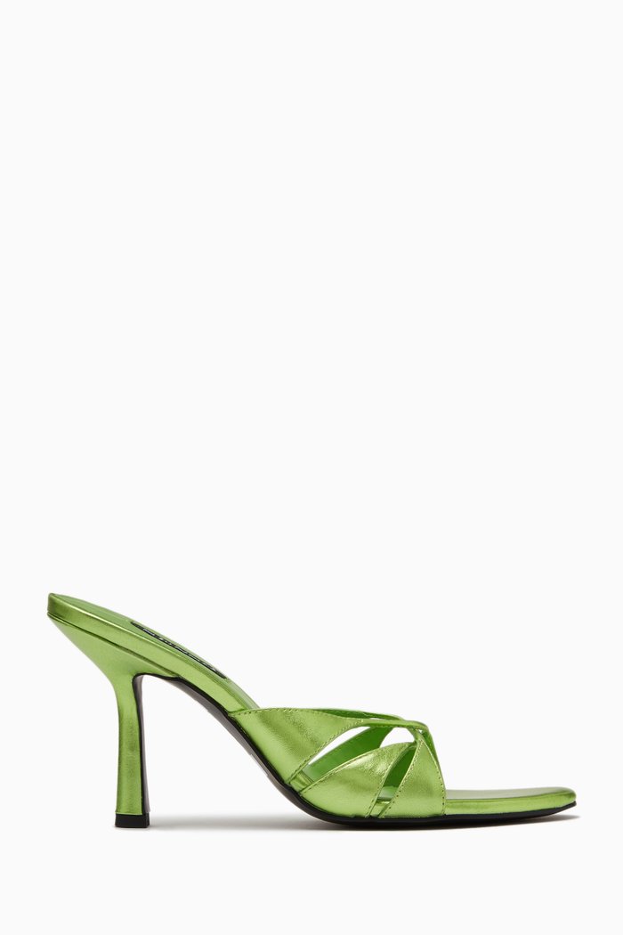 

Kashaya 100 Mules in Metallic Leather, Green