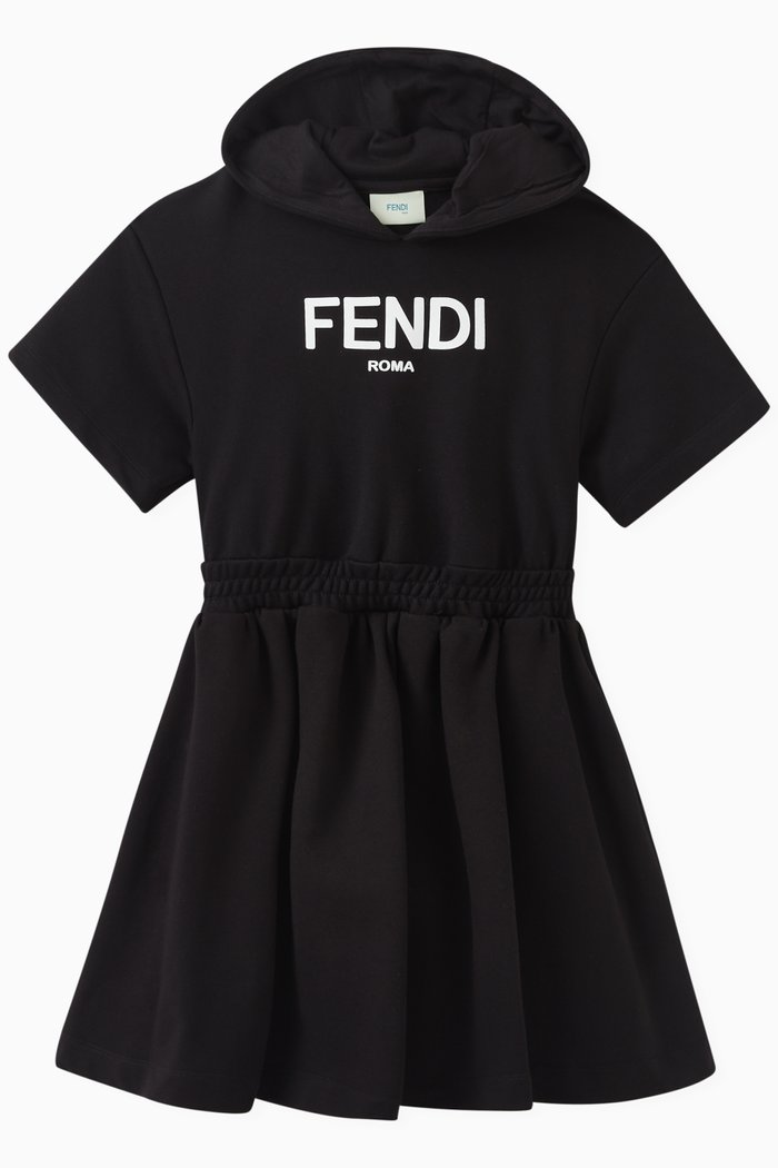 

Logo Print Hoodie Dress in Cotton, Black