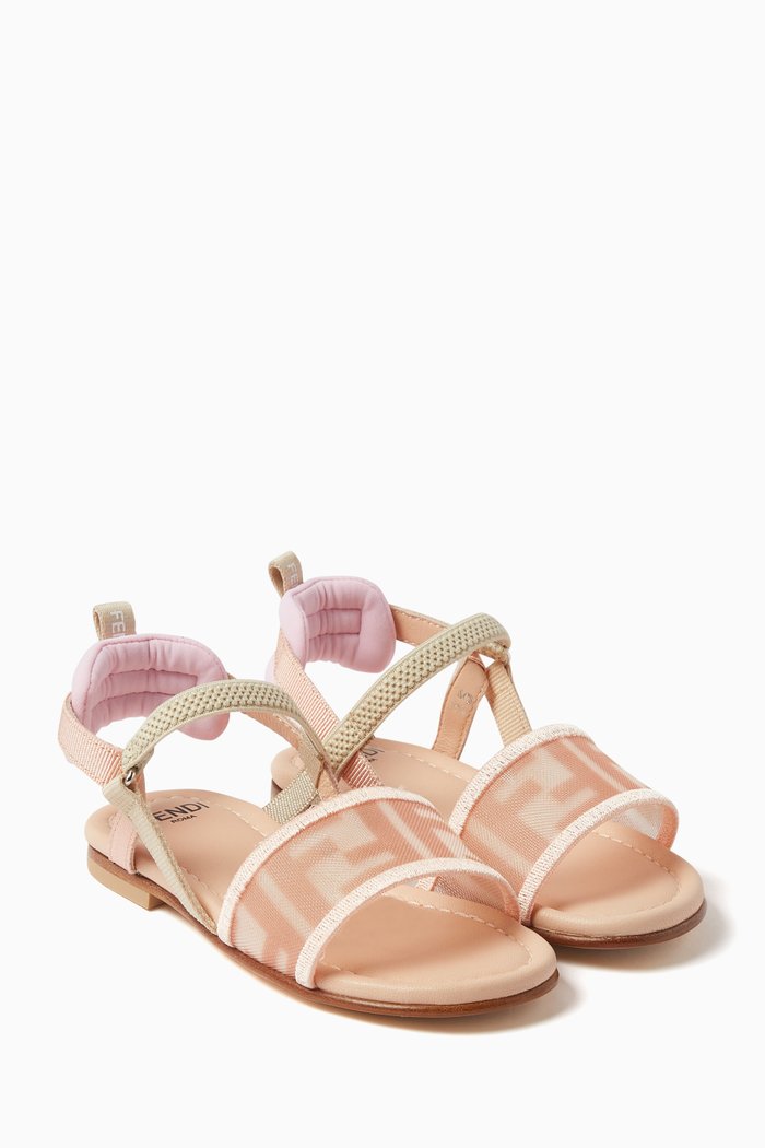 Logo Mesh Sandals in Fabric, Orange