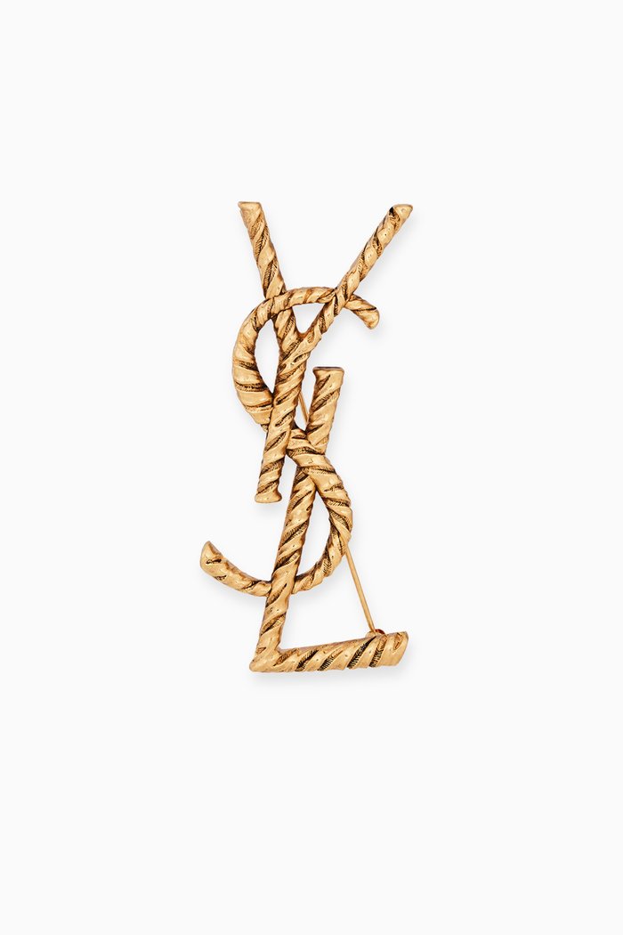 Opyum Ysl Twisted Brooch in Metal, Gold