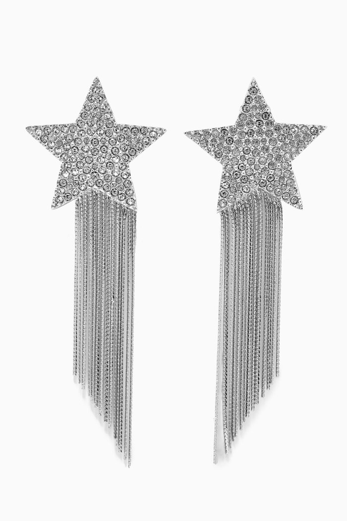 

Star Rhinestone Chain Earrings in Metal, Silver