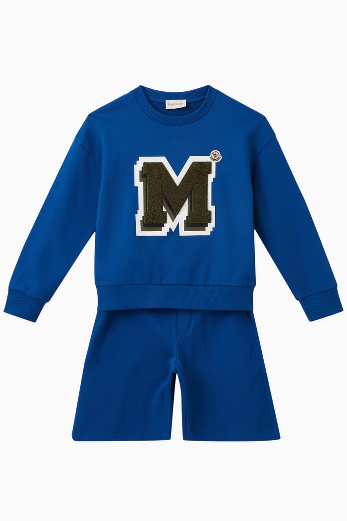 

M Logo Sweater and Shorts Set in Cotton, Blue