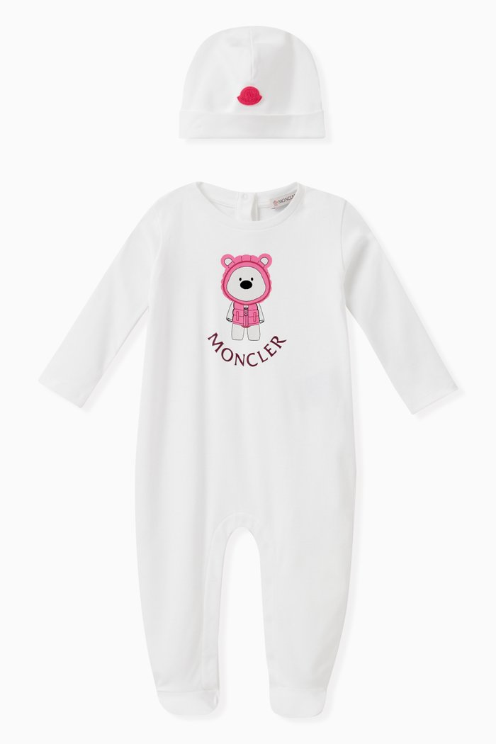 

Animal Logo Sleepsuit Set in Cotton, White