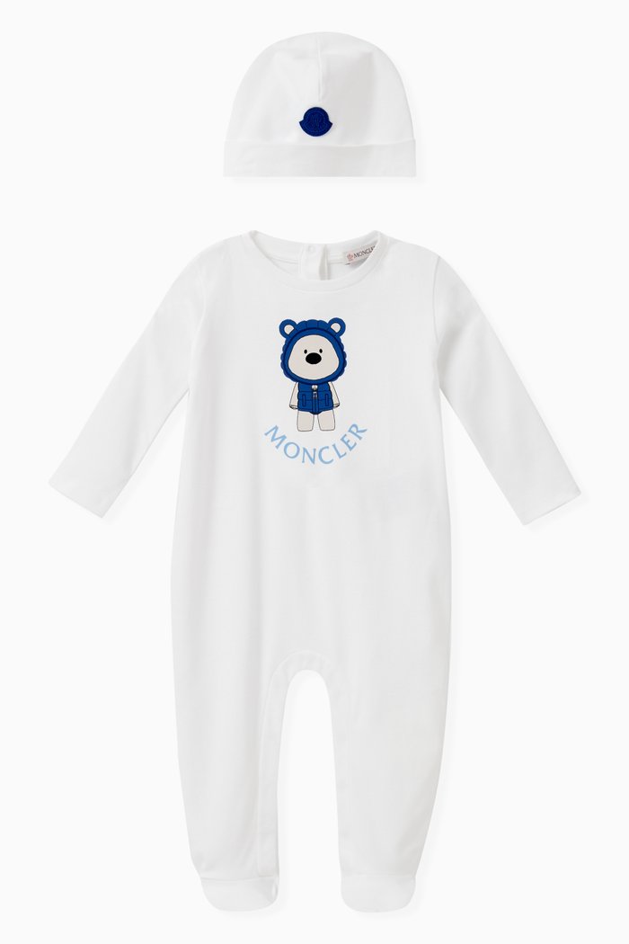 

Animal Logo Sleepsuit Set in Cotton, White