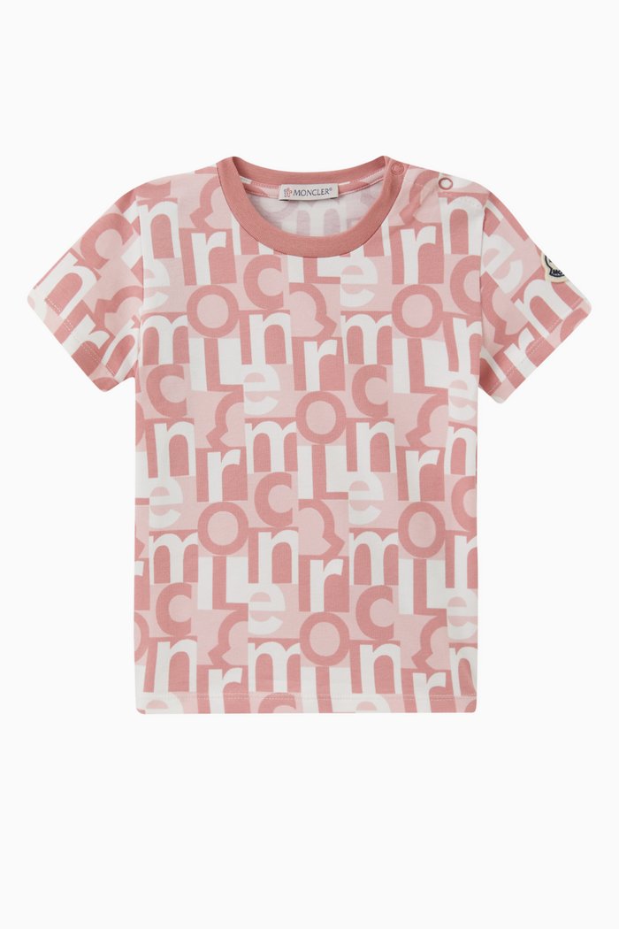 

Logo Print T-shirt in Stretch Cotton Jersey, Pink