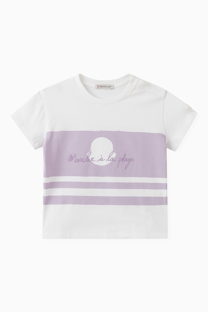 

Short Sleeved Stripes T-Shirt in Cotton, Purple