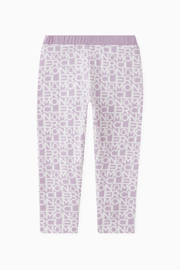 All-over Print Leggings in Cotton Stretch, Purple