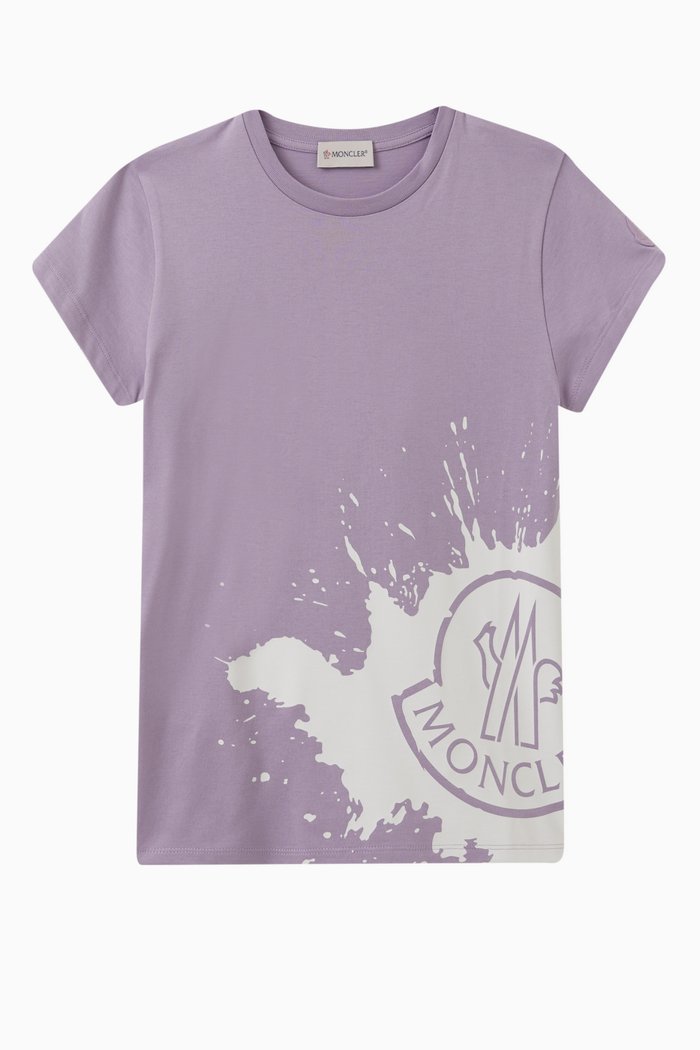Graphic Logo Print T-shirt in Cotton Jersey, Purple