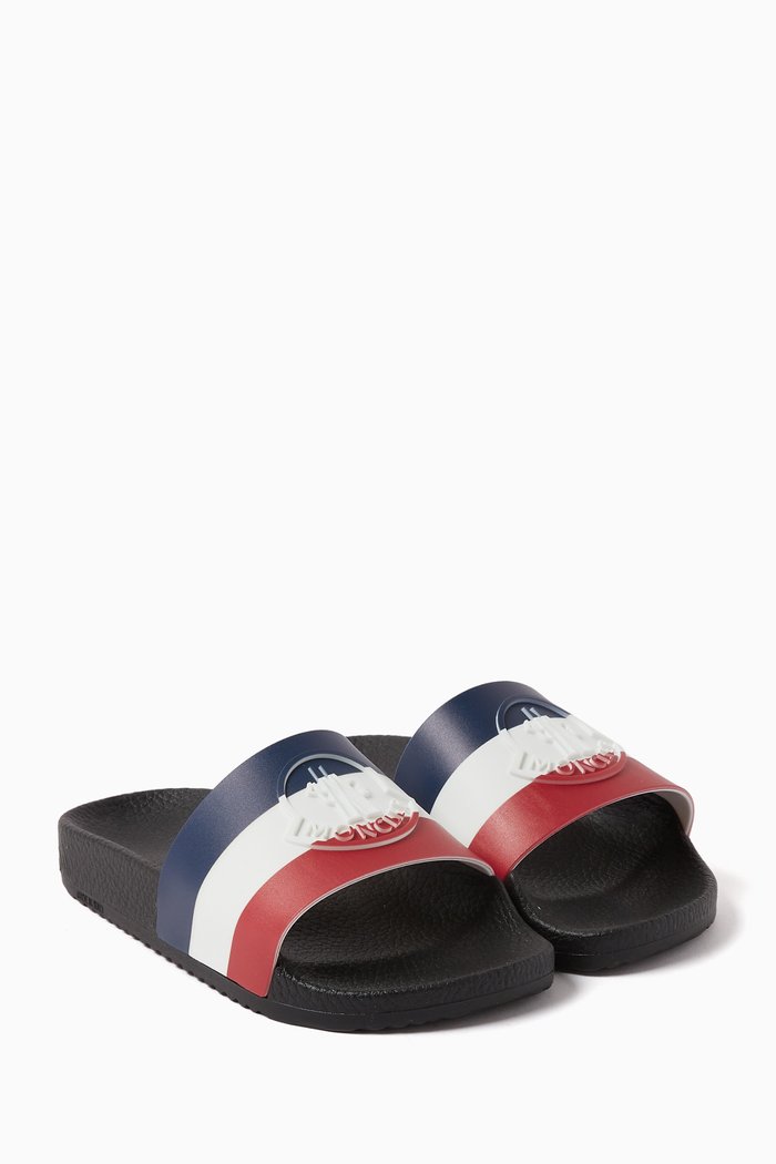 

Basile Embossed Logo Pool Slides, Black