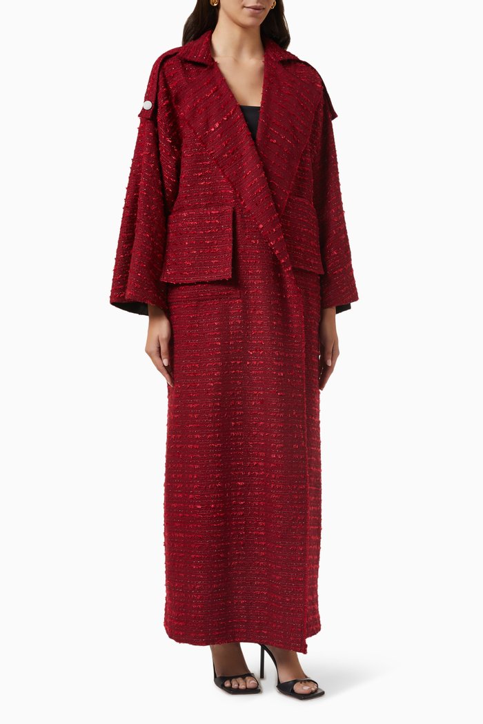 

Trench Coat Abaya in Tweed, Red