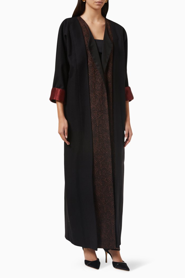 

Metallic Panel Abaya in Wool, Multicolour