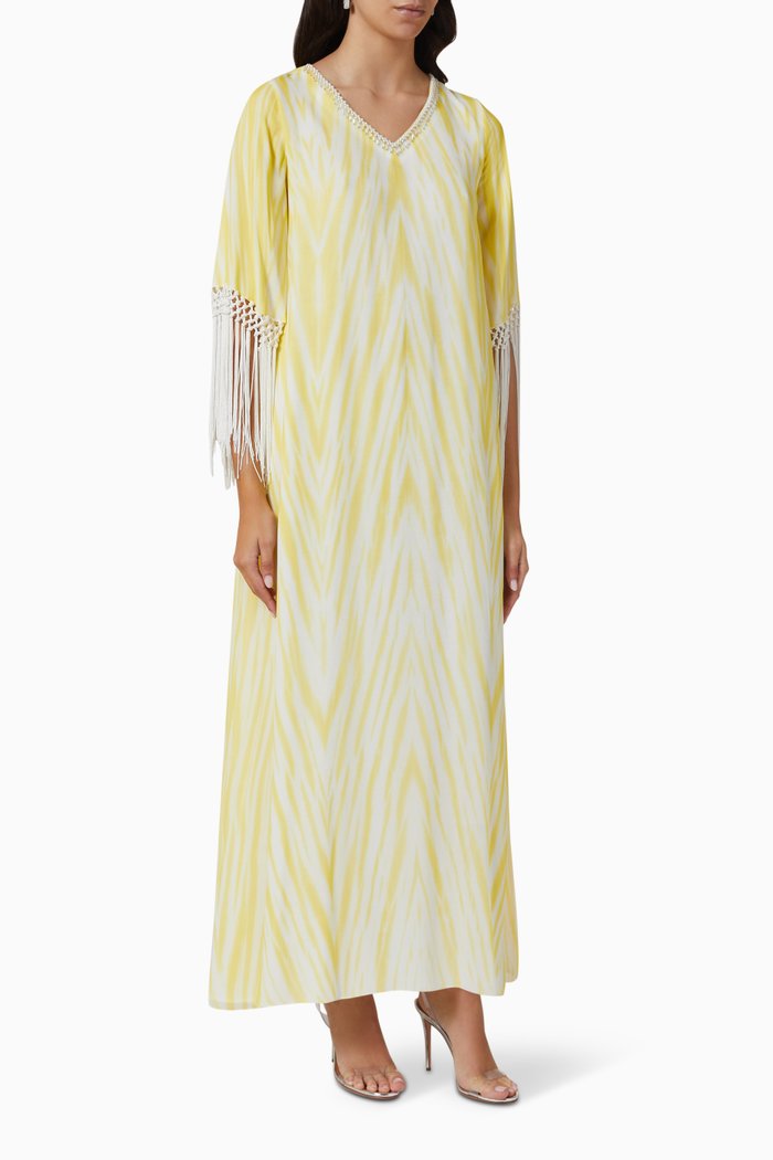 

Belle Print Kaftan in Silk Crepe, Yellow