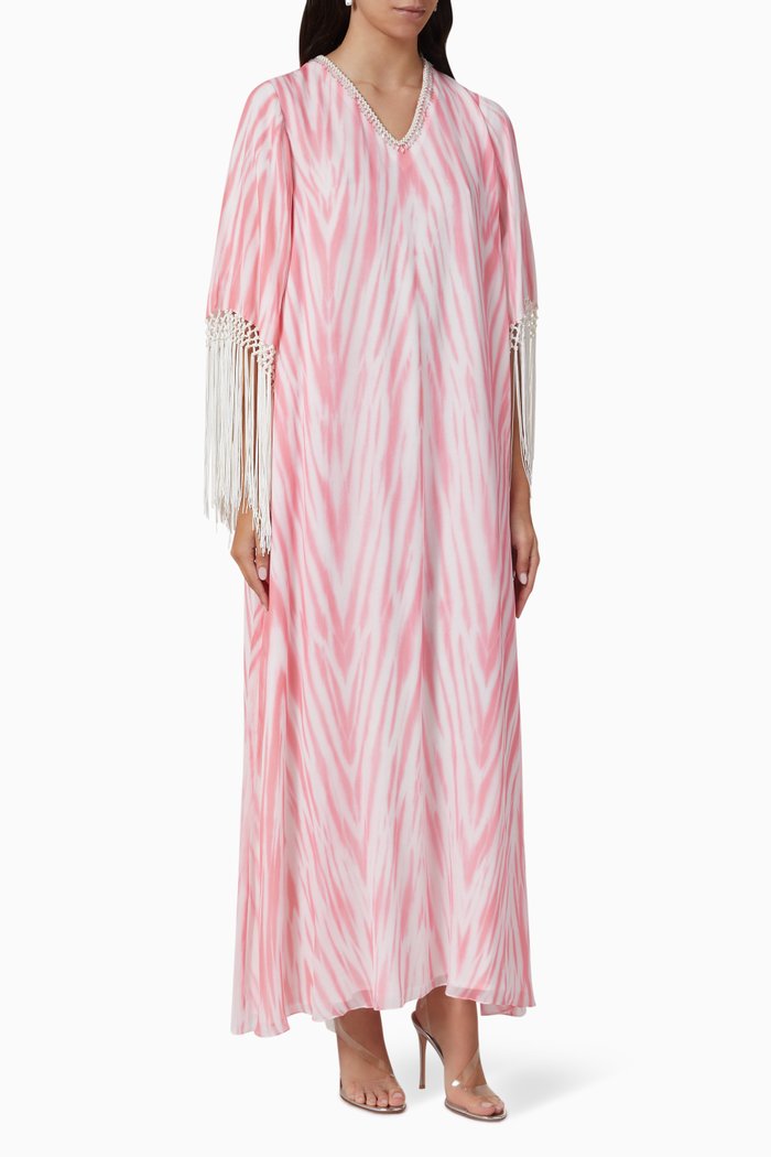 

Belle Print Kaftan in Silk Crepe, Pink