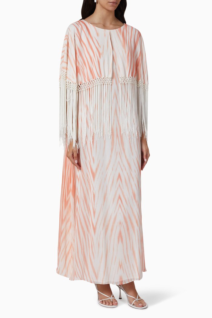 

Belle Cape Kaftan in Silk Crepe, Orange