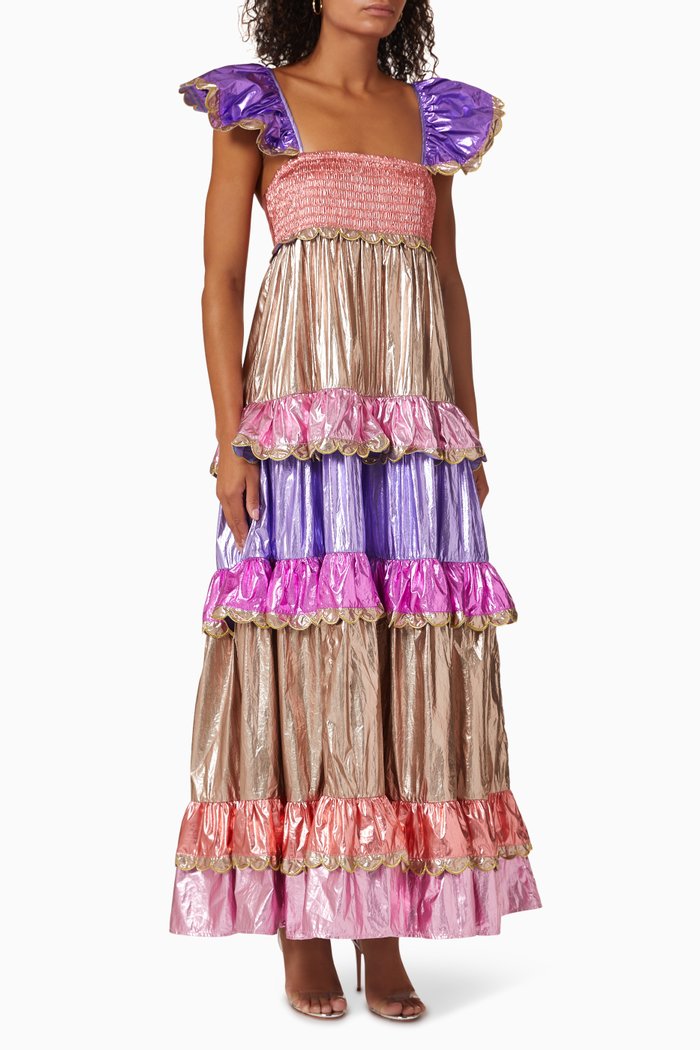 Ladimar Maxi Dress in Lamé, Multicolour