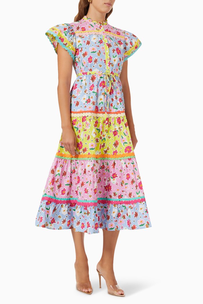 

Ametrine Midi Dress in Cotton, Multicolour