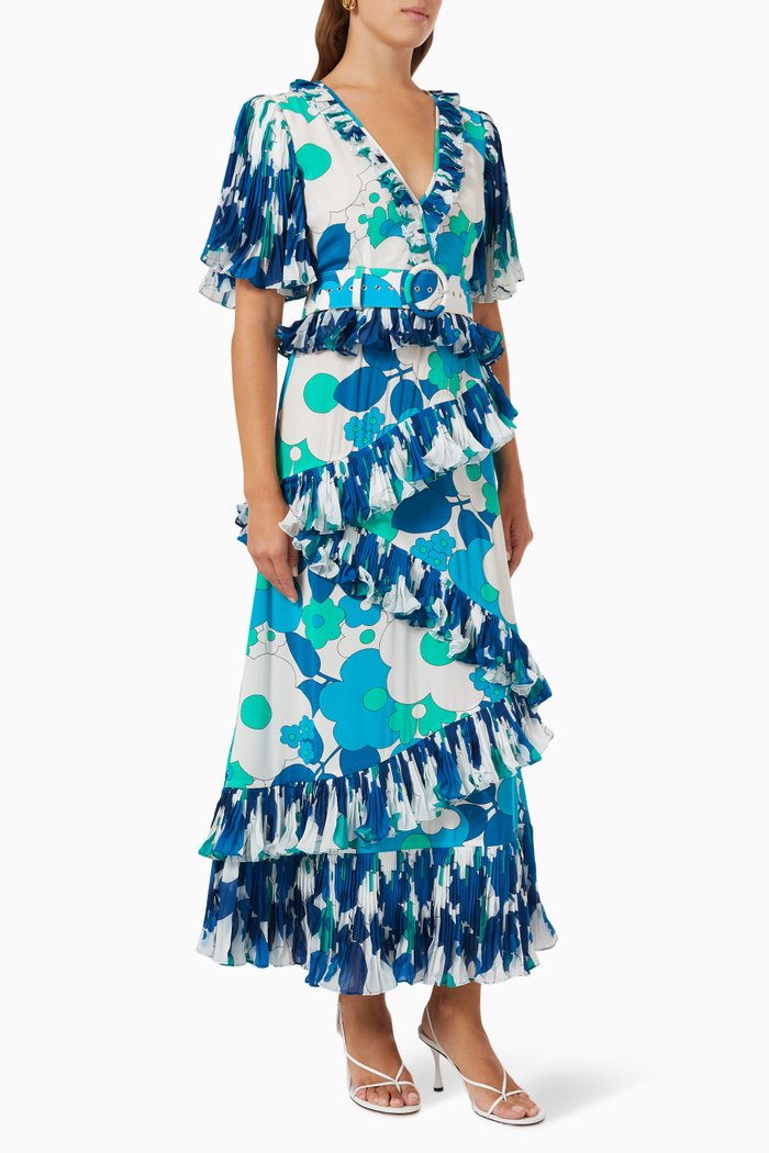

Zafiro Maxi Dress in Cotton, Blue