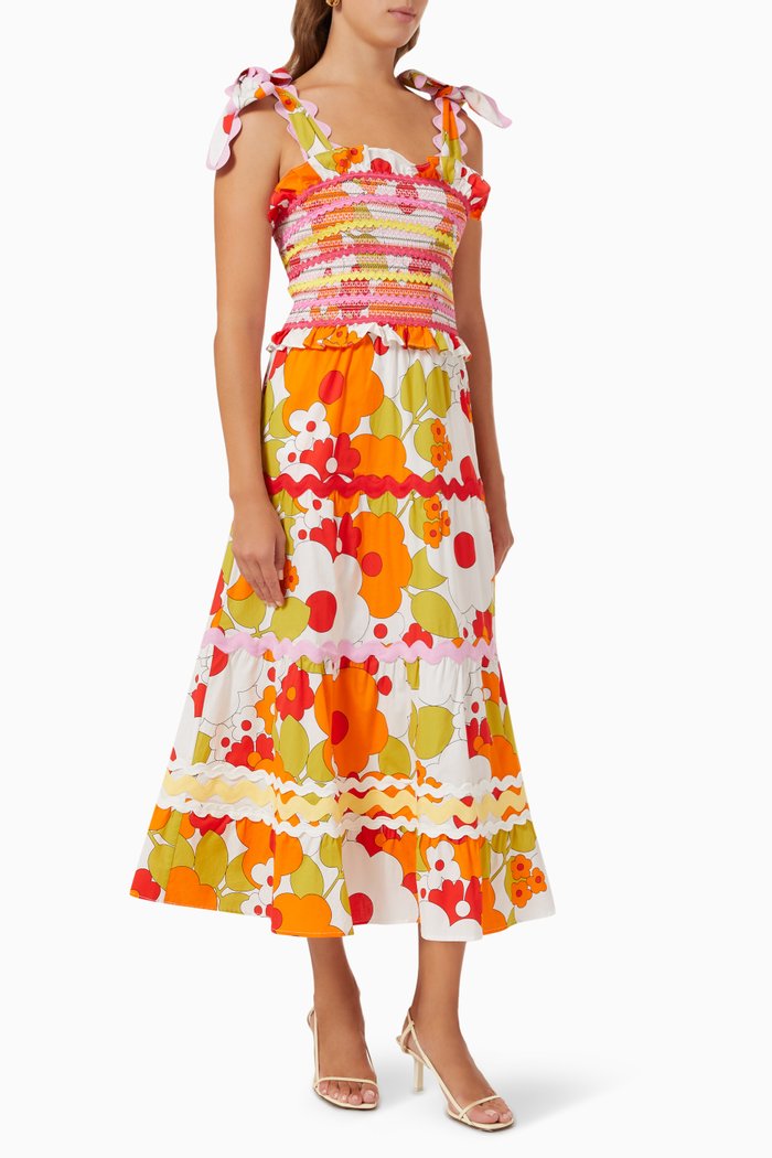 

Sunstone Midi Dress in Cotton, Multicolour
