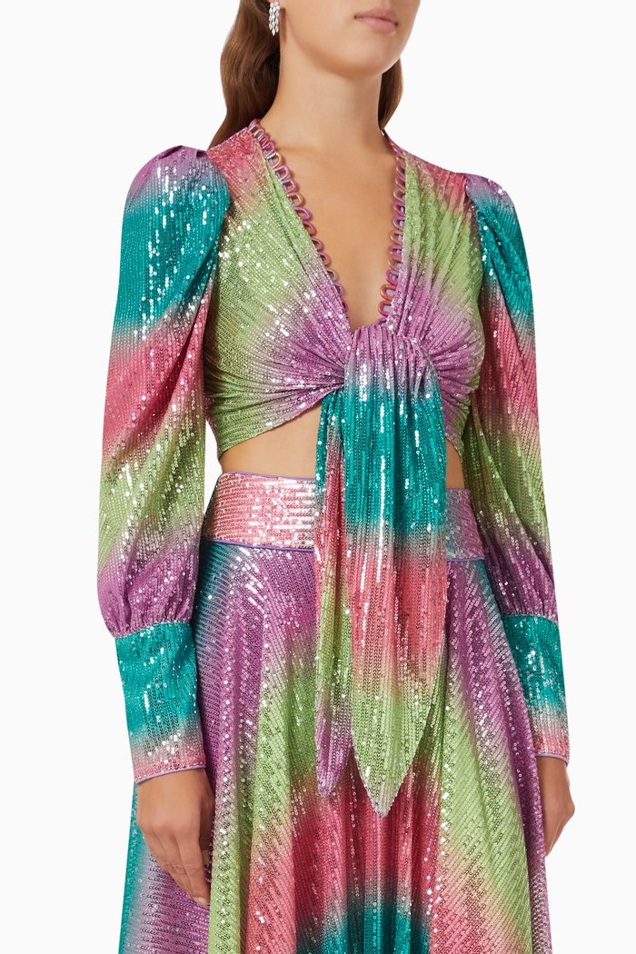 

Kyanite Crop Top in Sequins, Multicolour