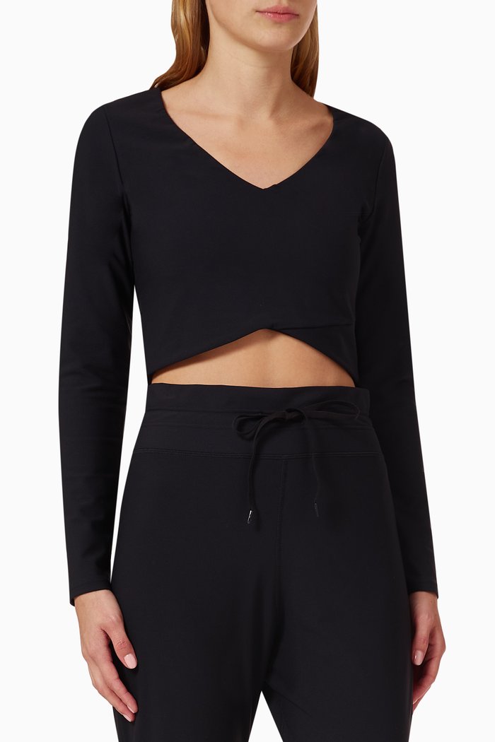 

Noir Siya Crop Top in Polyamide, Black