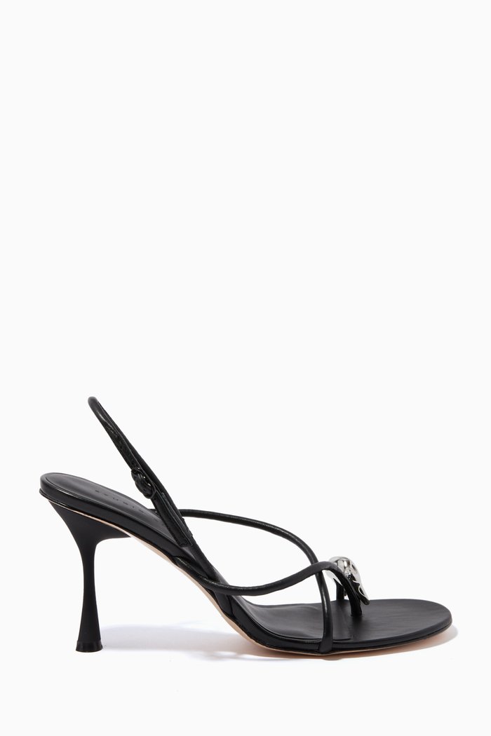 

Pebble Ring 90 Sandals in Nappa, Black