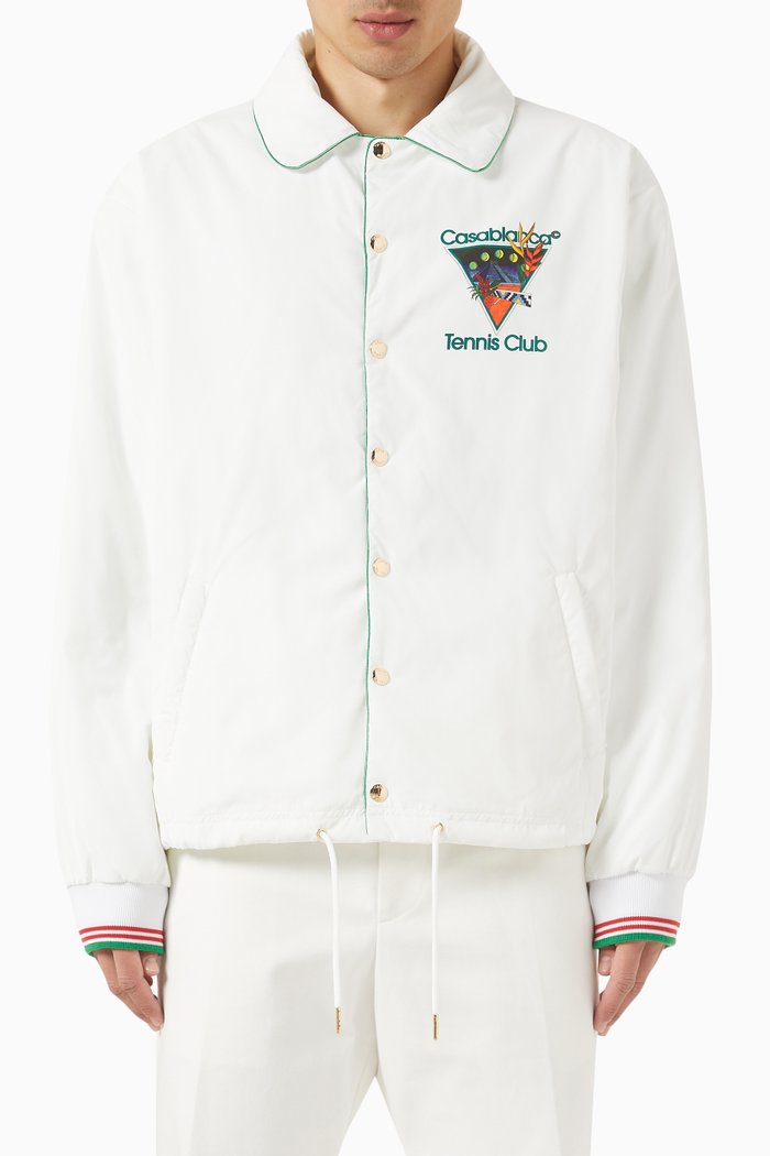 Tennis Club Coach Jacket in Nylon, White